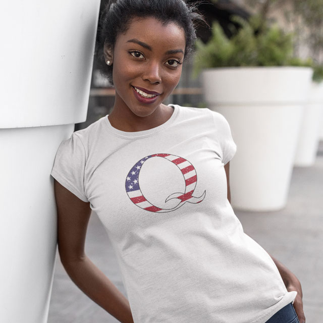 american white q t shirt for women